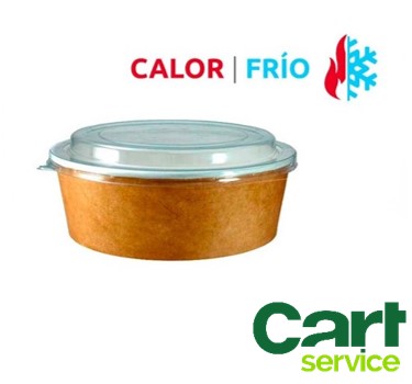 ENSALADERA REDONDA PARA FRESCO Y CALIENTEKRAFT BLANCA CON TAPA 1050ml CAJA 100uds.